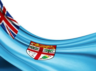  Metin veya resim, beyaz arka plan kopya alanı olan ipek Fiji bayrağı 