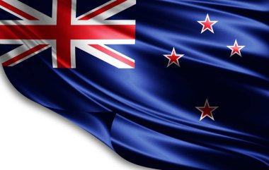 İpek kopya alanı için metin veya resim, beyaz arka plan ile Yeni Zelanda bayrağı 