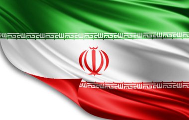 İpek kopya alanı için metin veya resim, beyaz arka plan ile Iran bayrağı 