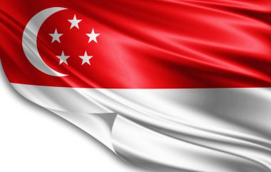 İpek kopya alanı için metin veya resim, beyaz arka plan ile Singapur bayrağı 
