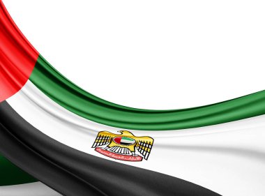 united arab emirates   flag of silk with copy space for your text or images,  white background   clipart