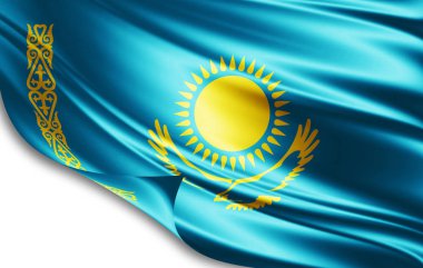Kazakistan bayrağı ile kopya alanı metin - 3d çizim için    