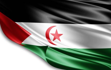 İpek kopya alanı için metin veya resim, beyaz arka plan ile Sahra Arap Demokratik Cumhuriyeti bayrağı 