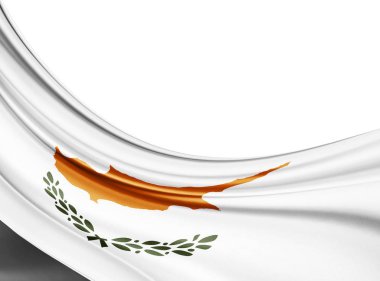 İpek kopya alanı için metin veya resim, beyaz arka plan ile Kıbrıs bayrağı 
