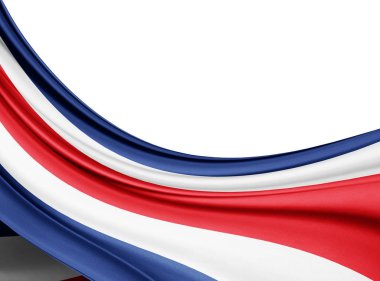 Metin veya resim, beyaz arka plan kopya alanı olan ipek bayrağı Kosta Rika 