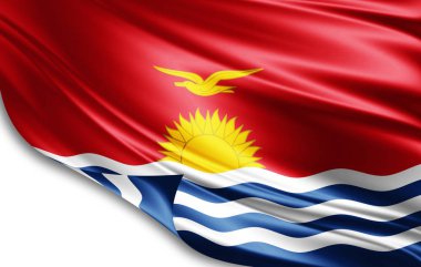 Metin veya resim, beyaz arka plan kopya alanı olan ipek Kiribati bayrağı 