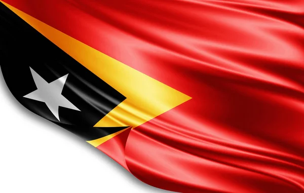 Timor Oriental Bandera Seda Con Espacio Copia Para Texto Imágenes —  Fotos de Stock