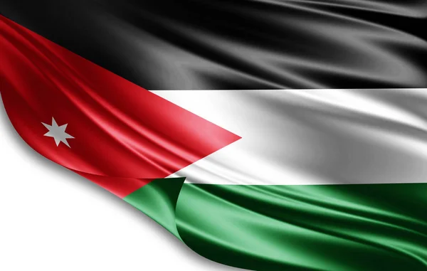 Jordánsko Vlajka Hedvábí Kopií Prostor Pro Text Nebo Obrázky Bílé — Stock fotografie