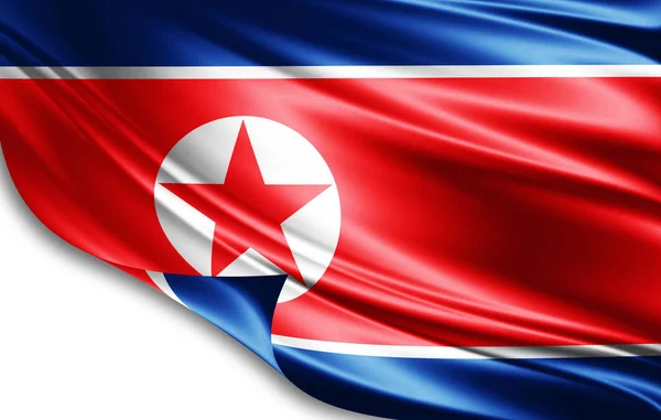 Bandiera Della Corea Del Nord Con Spazio Copia Del Testo — Foto Stock