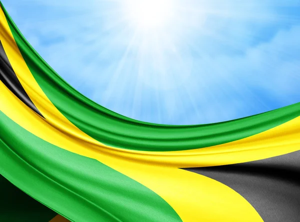 Bandiera Giamaicana Seta Con Spazio Copia Tuo Testo Immagini Sfondo — Foto Stock