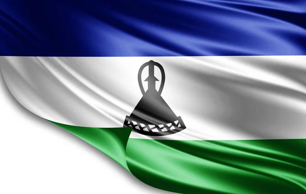 Vlag Van Lesotho Met Kopie Ruimte Voor Tekst Illustratie — Stockfoto