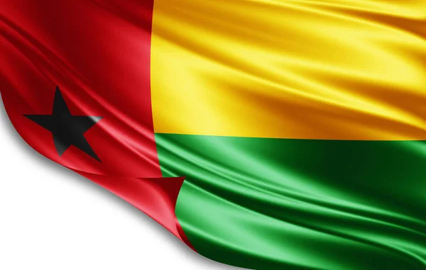 Vlag Van Guinee Bissau Van Zijde Met Kopie Ruimte Voor — Stockfoto