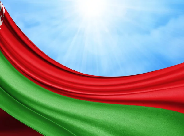 Belarus Flag Silk Copy Space Your Text Images Sky Background — Stock Photo, Image