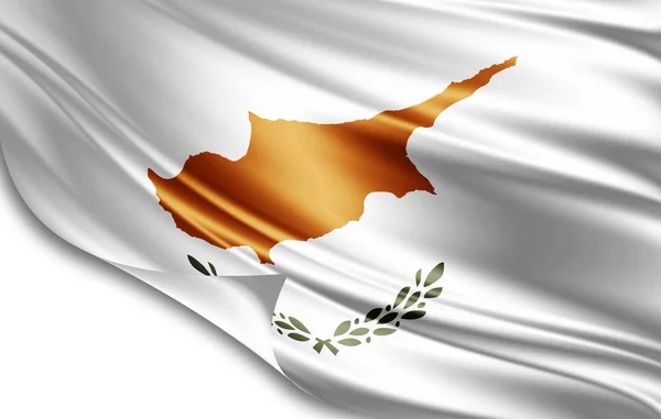 Cyprus Flag Silk Copy Space Your Text Images White Background — Stock Photo, Image