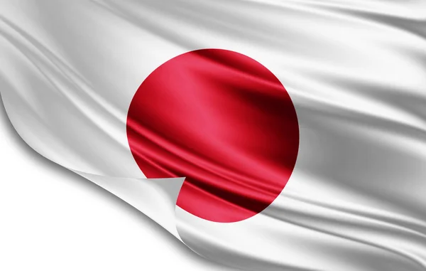 Japan Flag Silk Copy Space Your Text Images White Background — Stock Photo, Image