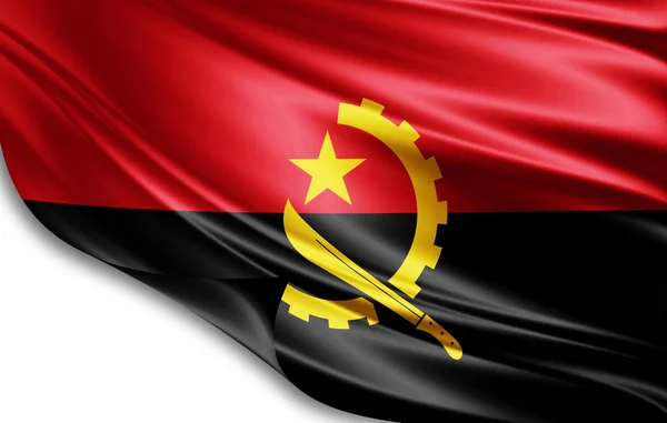 Angola Flag Silk Copy Space Your Text Images White Background — Stock Photo, Image