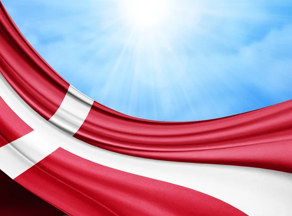 Bandeira Dinamarca Seda Com Espaço Cópia Para Seu Texto Imagens — Fotografia de Stock
