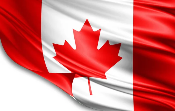 Прапор Канади Шовку Копією Простір Тексту Або Зображення Білий Фон — стокове фото