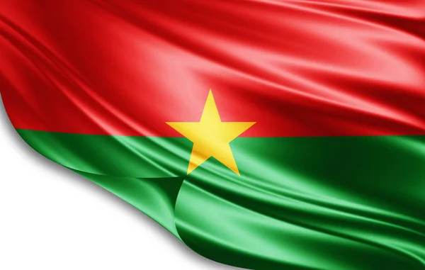 Флаг Буркина Шелка Копировальным Пространством Текста Изображений Белый Фон — стоковое фото