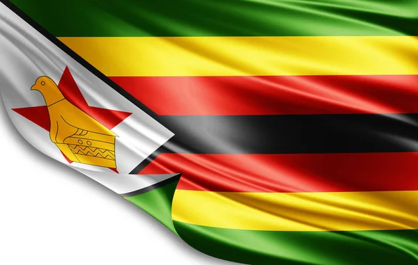 Bandeira Zimbabué Seda Com Espaço Cópia Para Seu Texto Imagens — Fotografia de Stock