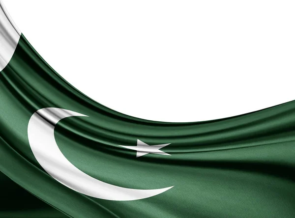 Pakistan Flagga Siden Med Kopia Utrymme För Din Text Eller — Stockfoto