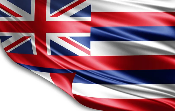 Hawaii Flag Silk Copy Space Your Text Images White Background — Stock Photo, Image