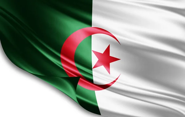 Algérie Drapeau Soie Avec Espace Copie Pour Votre Texte Vos — Photo