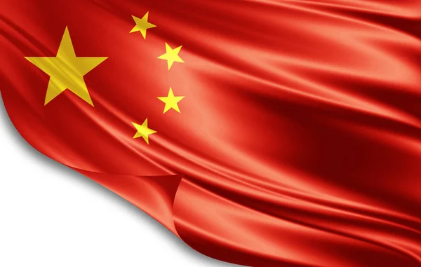 China Flag Silk Copy Space Your Text Images White Background — Stock Photo, Image