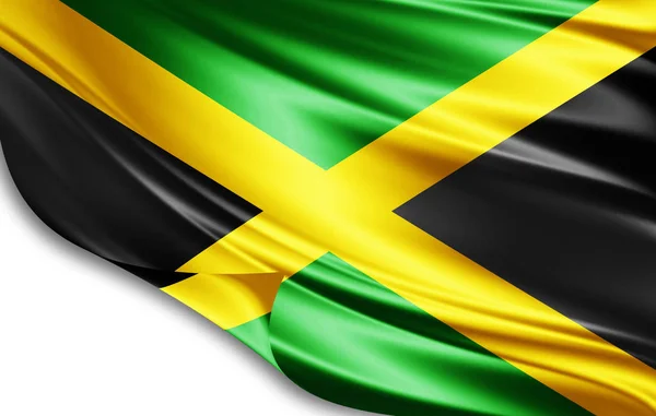 Jamaica Bandeira Seda Com Espaço Cópia Para Seu Texto Imagens — Fotografia de Stock