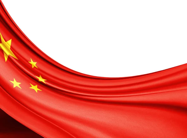 Bandeira Seda China Com Espaço Cópia Para Seu Texto Imagens — Fotografia de Stock