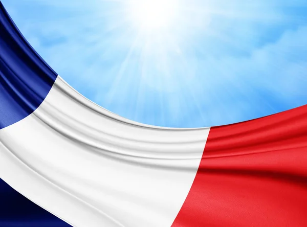 France Flag Silk Copy Space Your Text Images Sky Background — Stock Photo, Image