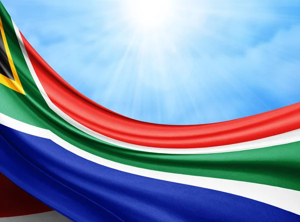 South Africa Flag Silk Copy Space Your Text Images Sky — Stock Photo, Image