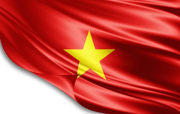 Vietnam Flag Silk Copy Space Your Text Images White Background — Stock Photo, Image