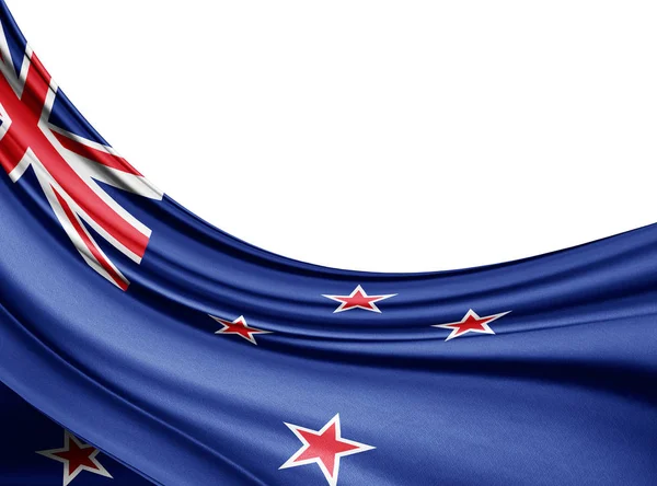 Bandera Seda Nueva Zelanda Con Espacio Copia Para Texto Imágenes — Foto de Stock