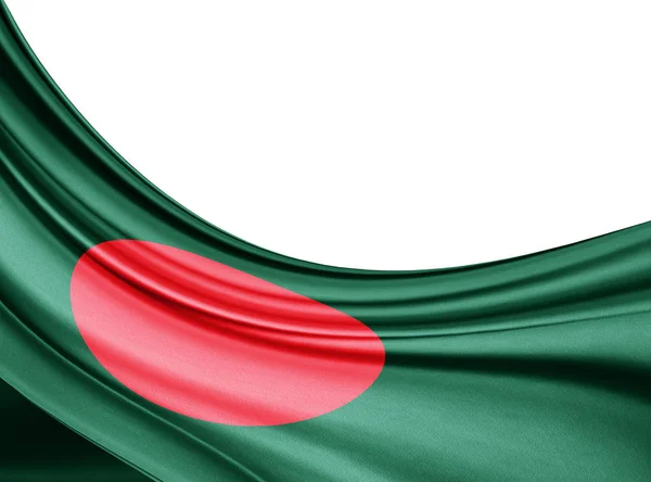Bandiera Bangladesh Seta Con Spazio Copiare Testo Immagini Sfondo Bianco — Foto Stock