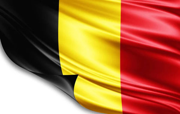 Бельгийский Флаг Шелка Местом Копирования Текста Изображений Белый Фон — стоковое фото