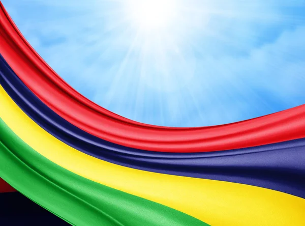 Mauritius Flag Silk Copy Space Your Text Images Sky Background — Stock Photo, Image