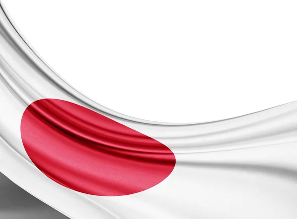 テキストまたは画像 白い背景のコピー スペースとシルクの日本国旗 — ストック写真
