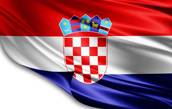 Bandera Croacia Seda Con Espacio Para Copiar Texto Imágenes Fondo — Foto de Stock