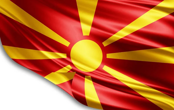 Macedonia Flag Silk Copy Space Your Text Images White Background — Stock Photo, Image