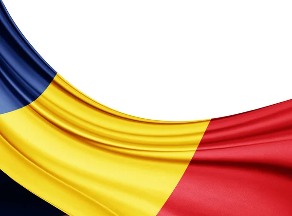 Romania Flag Silk Copy Space Your Text Images White Background — Stock Photo, Image