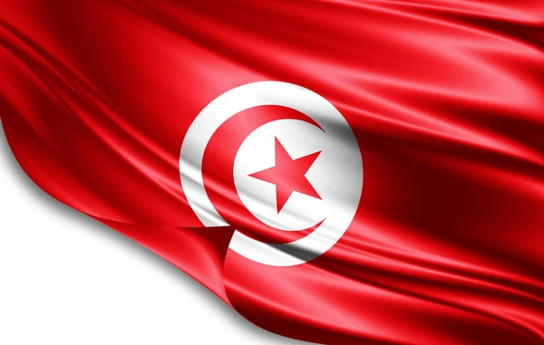 Tunisien Flagga Siden Med Kopia Utrymme För Din Text Eller — Stockfoto