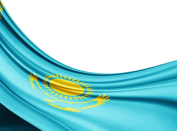 Kazakistan Bayrağı Ile Kopya Alanı Metin Çizim Için — Stok fotoğraf