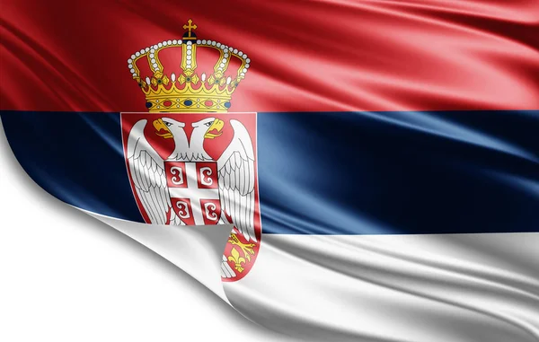 Serbia Bandiera Seta Con Spazio Copiare Testo Immagini Sfondo Bianco — Foto Stock