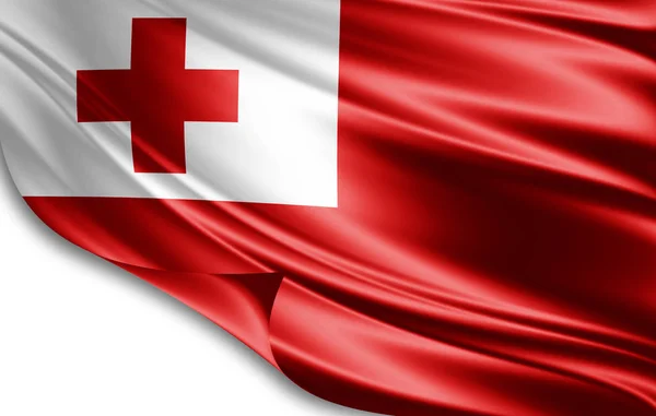 Flaga Tonga Jedwabiu Kopia Przestrzeń Dla Tekstu Lub Obrazów Białe — Zdjęcie stockowe