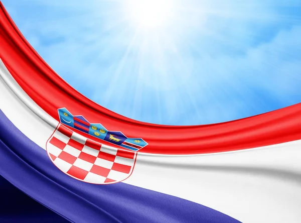 Bandera Seda Croacia Con Espacio Para Copiar Texto Las Imágenes — Foto de Stock