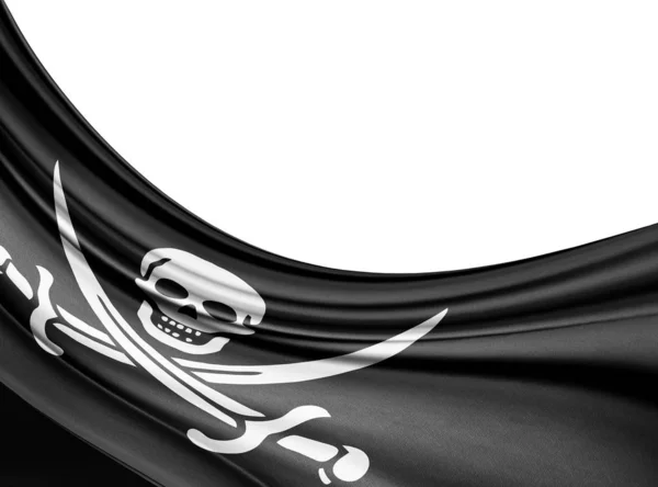 Bandera Pirata Textura Tela Ilustración — Foto de Stock
