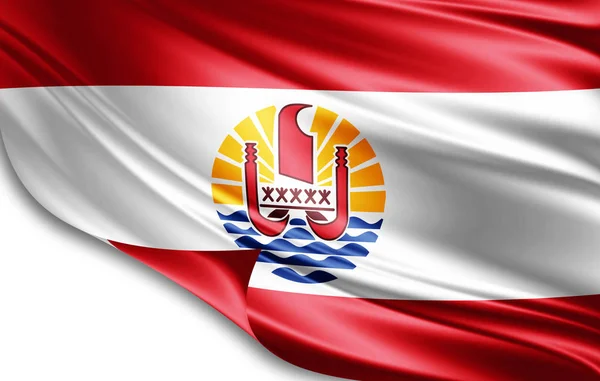 Frans Polynesië Vlag Van Zijde Met Kopie Ruimte Voor Tekst — Stockfoto