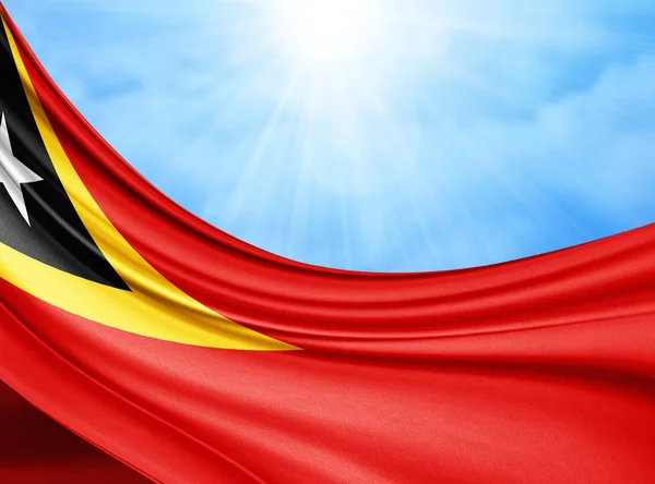 Timor Oriental Bandera Seda Con Espacio Para Copiar Texto Las —  Fotos de Stock