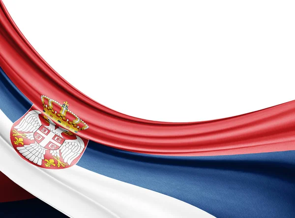 Bandera Serbia Seda Con Espacio Para Copiar Texto Imágenes Fondo — Foto de Stock